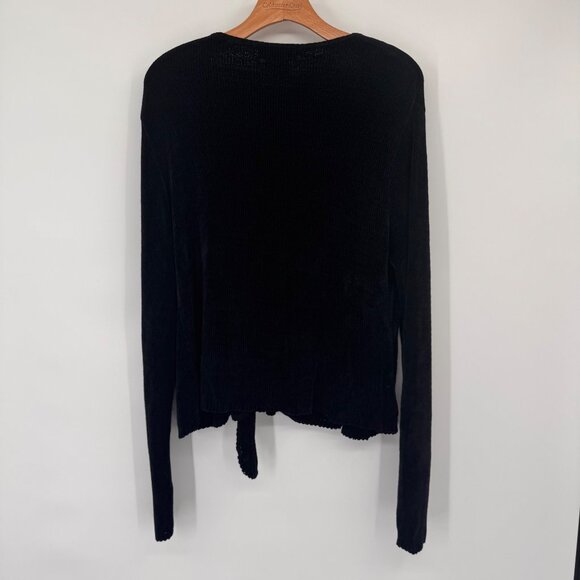 Coldwater Creek Black Tie Front Chenille Cardigan size  XL Womens Knit USA new - Picture 9 of 10